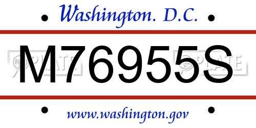 M76955S District Of Columbia License Plate