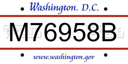M76958B District Of Columbia License Plate