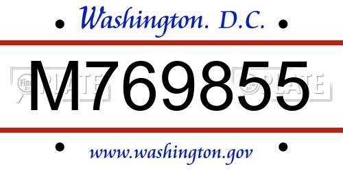 M769855 District Of Columbia License Plate