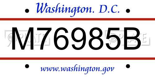 M76985B District Of Columbia License Plate