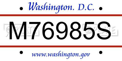 M76985S District Of Columbia License Plate