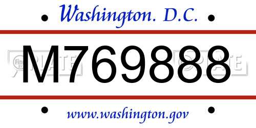 M769888 District Of Columbia License Plate