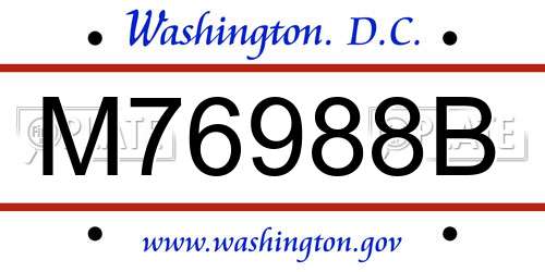 M76988B District Of Columbia License Plate