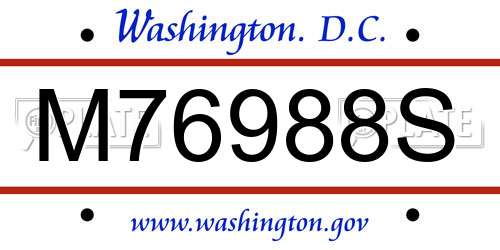 M76988S District Of Columbia License Plate