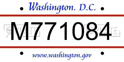 M771084 District Of Columbia License Plate