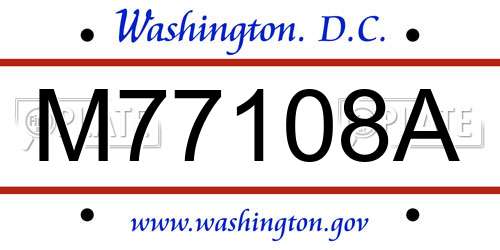 M77108A District Of Columbia License Plate