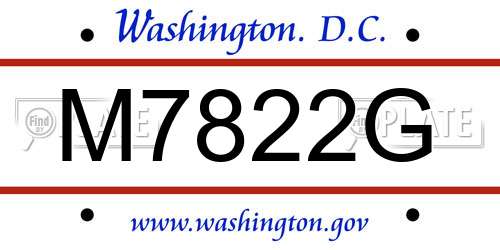 M7822G District Of Columbia License Plate