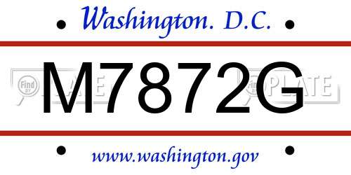 M7872G District Of Columbia License Plate