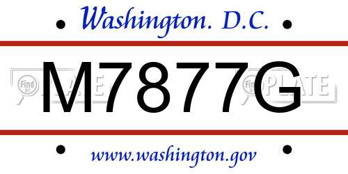 M7877G District Of Columbia License Plate