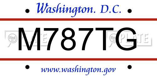 M787TG District Of Columbia License Plate