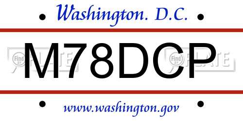 M78DCP District Of Columbia License Plate
