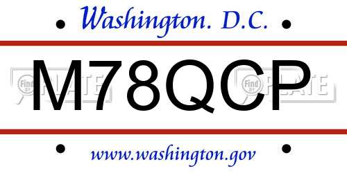M78QCP District Of Columbia License Plate