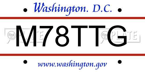 M78TTG District Of Columbia License Plate