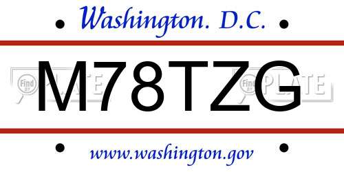 M78TZG District Of Columbia License Plate