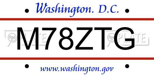 M78ZTG District Of Columbia License Plate