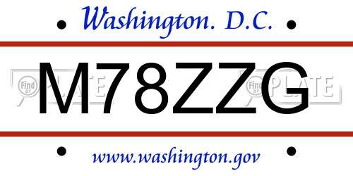 M78ZZG District Of Columbia License Plate