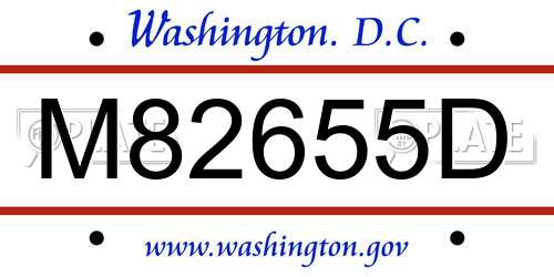 M82655D District Of Columbia License Plate