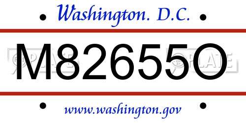 M82655O District Of Columbia License Plate
