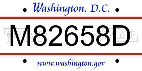 M82658D District Of Columbia License Plate