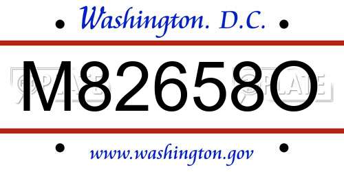 M82658O District Of Columbia License Plate