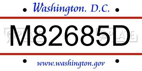 M82685D District Of Columbia License Plate