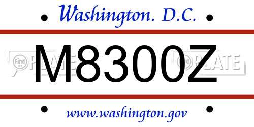 M8300Z District Of Columbia License Plate
