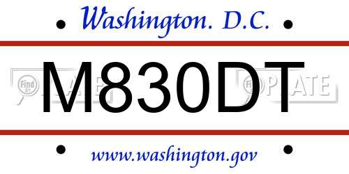 M830DT District Of Columbia License Plate