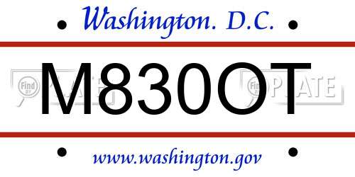 M830OT District Of Columbia License Plate
