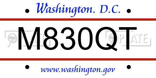 M830QT District Of Columbia License Plate