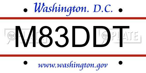 M83DDT District Of Columbia License Plate