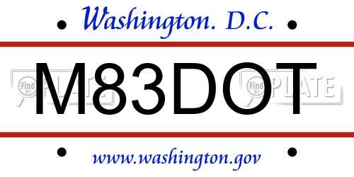 M83DOT District Of Columbia License Plate