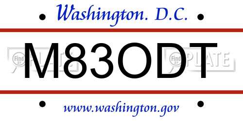 M83ODT District Of Columbia License Plate