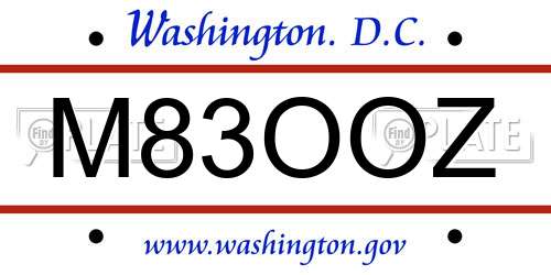 M83OOZ District Of Columbia License Plate
