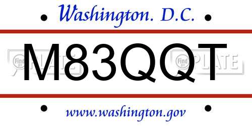 M83QQT District Of Columbia License Plate