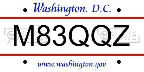 M83QQZ District Of Columbia License Plate