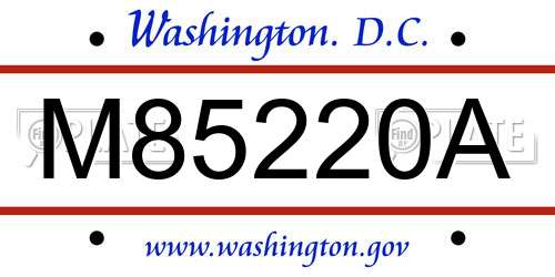 M85220A District Of Columbia License Plate
