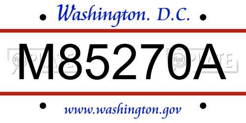 M85270A District Of Columbia License Plate