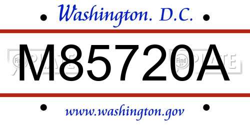 M85720A District Of Columbia License Plate