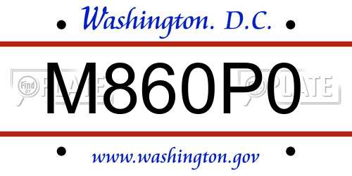 M860P0 District Of Columbia License Plate