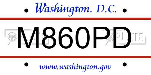 M860PD District Of Columbia License Plate