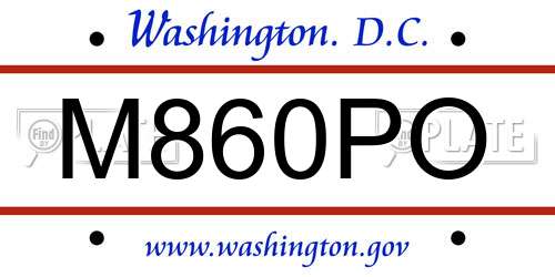 M860PO District Of Columbia License Plate