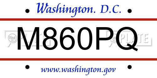 M860PQ District Of Columbia License Plate