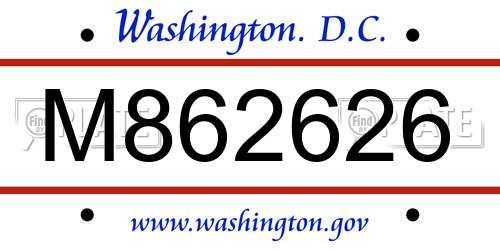 M862626 District Of Columbia License Plate