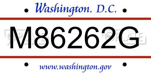 M86262G District Of Columbia License Plate