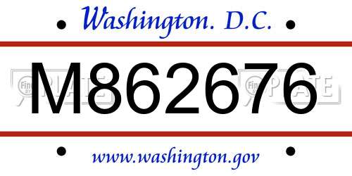 M862676 District Of Columbia License Plate