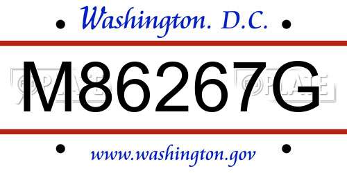 M86267G District Of Columbia License Plate
