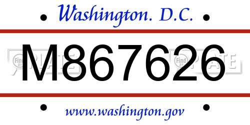 M867626 District Of Columbia License Plate