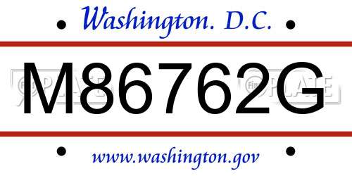 M86762G District Of Columbia License Plate