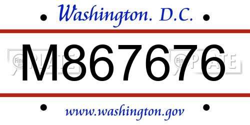 M867676 District Of Columbia License Plate