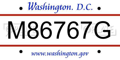M86767G District Of Columbia License Plate